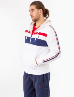U.S. Polo Assn. SIGNATURE STRIPE COLORBLOCK SHERPA HOODIE -Glimmera Cloth Shop 106726K5 WHIT 73908