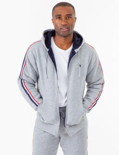 U.S. Polo Assn. SIGNATURE STRIPE SHERPA HOODIE -Glimmera Cloth Shop 106727K5 HGRY 73488