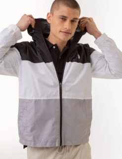 U.S. Polo Assn. TRI COLORBLOCK HEATHERED WINDBREAKER -Glimmera Cloth Shop 109711P2 BLCK 2995