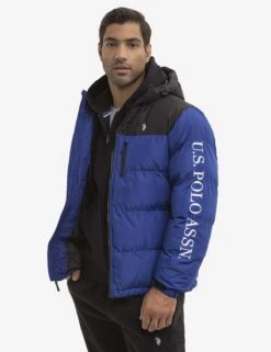 U.S. Polo Assn. WORDMARK COLORBLOCK HOODED PUFFER JACKET -Glimmera Cloth Shop 109762P2 BOBL 2754