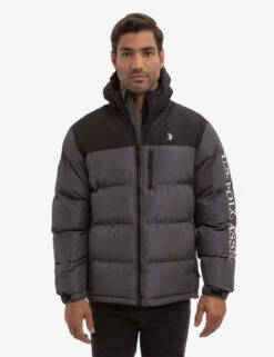 U.S. Polo Assn. WORDMARK COLORBLOCK HOODED PUFFER JACKET -Glimmera Cloth Shop 109762P2 FSGY 3026