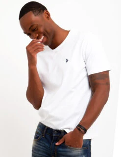 U.S. Polo Assn. SOLID V-NECK T-SHIRT -Glimmera Cloth Shop 11390304 WHIT