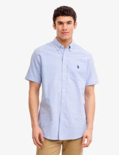 U.S. Polo Assn. SHORT SLEEVE STRETCH OXFORD SHIRT -Glimmera Cloth Shop 115876YC LTBL 7164