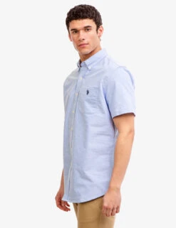 U.S. Polo Assn. SHORT SLEEVE STRETCH OXFORD SHIRT -Glimmera Cloth Shop 115876YC LTBL 7166