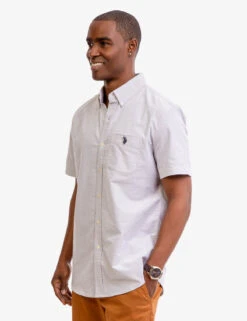 U.S. Polo Assn. SHORT SLEEVE STRETCH OXFORD SHIRT -Glimmera Cloth Shop 115876YC LTGY 6400