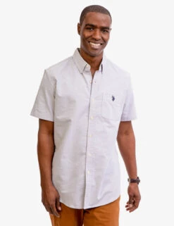 U.S. Polo Assn. SHORT SLEEVE STRETCH OXFORD SHIRT -Glimmera Cloth Shop 115876YC LTGY 6403