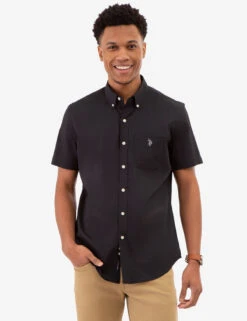 U.S. Polo Assn. SHORT SLEEVE STRETCH POPLIN SHIRT -Glimmera Cloth Shop 11A628VT BLCK 82289