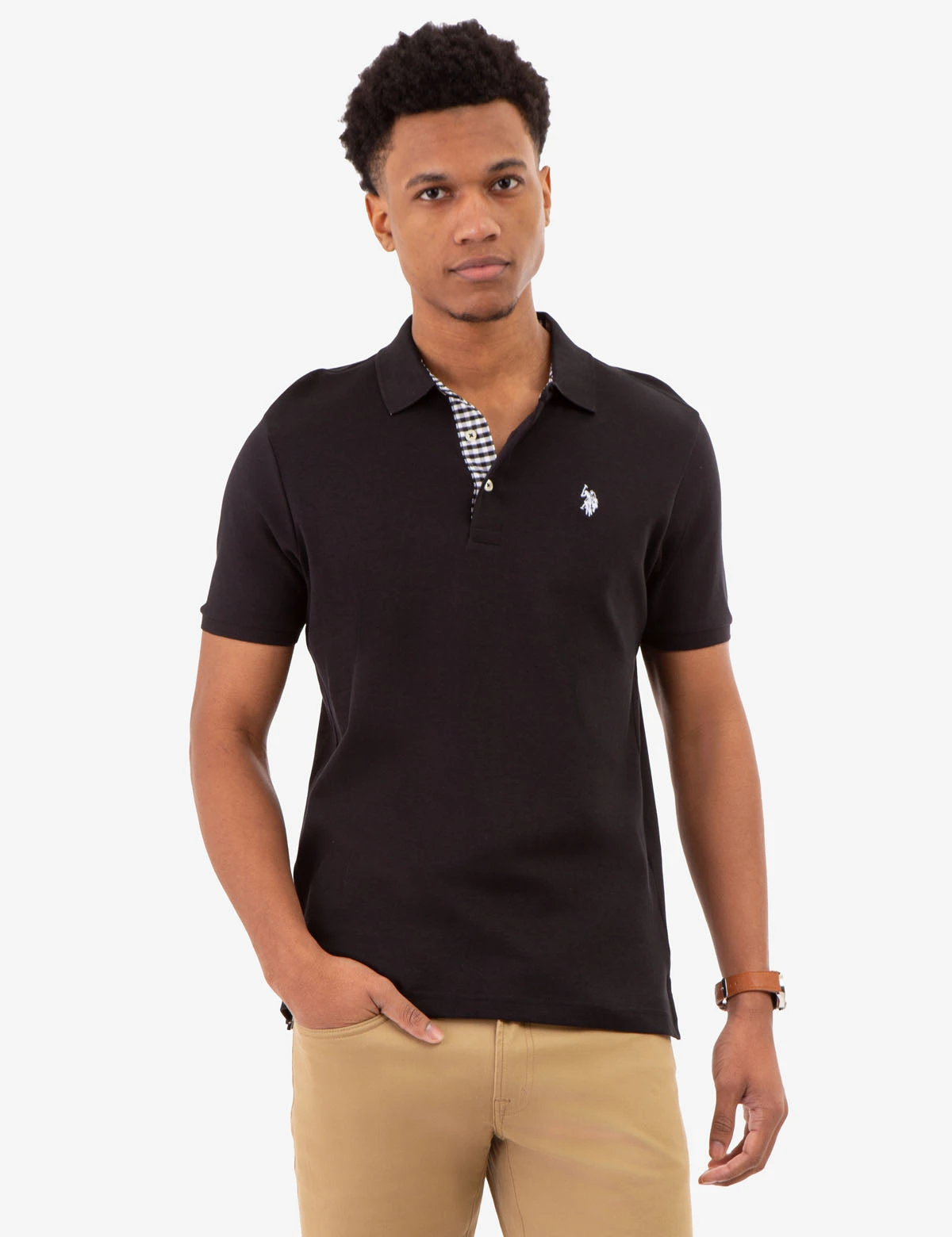 U.S. Polo Assn. INTERLOCK GINGHAM TRIM POLO SHIRT 1 U.S. Polo Assn. INTERLOCK GINGHAM TRIM POLO SHIRT
