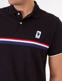U.S. Polo Assn. PIECED SIGNATURE STRIPE PIQUE POLO SHIRT -Glimmera Cloth Shop 11A72230 BLCK 74050