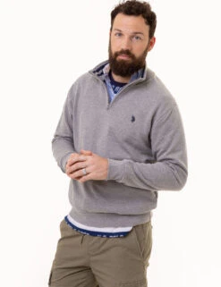 U.S. Polo Assn. 1/4 ZIP YARN DYE STRIPE MOCK NECK PULLOVER -Glimmera Cloth Shop 11A9218J HGRY 1664