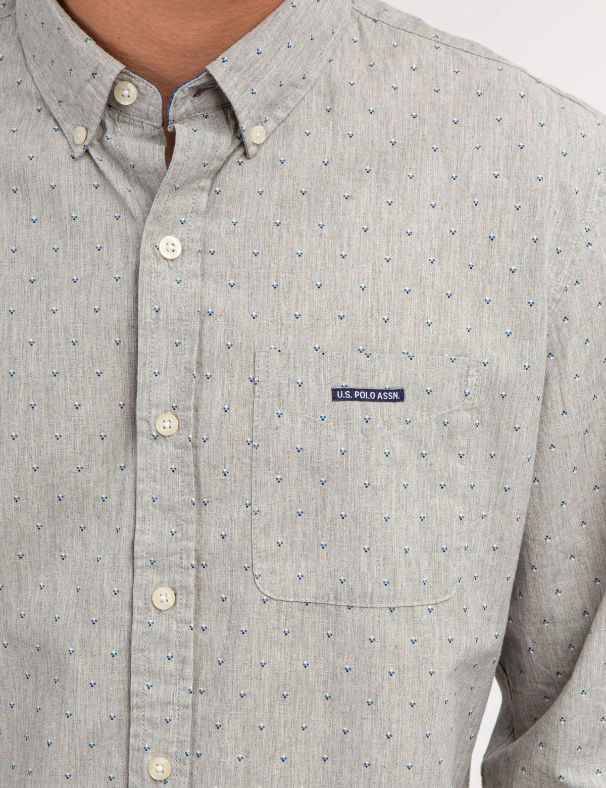 U.S. Polo Assn. PRINTED YARN DYE HEATHERED POPLIN SHIRT 6 U.S. Polo Assn. PRINTED YARN DYE HEATHERED POPLIN SHIRT - Image 6