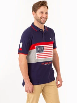 U.S. Polo Assn. PRINTED FLAG COLORBLOCK PIQUE POLO SHIRT -Glimmera Cloth Shop 11C0323O CLNV 75019
