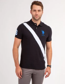 U.S. Polo Assn. COLORBLOCK SASH FRONT PIQUE POLO SHIRT -Glimmera Cloth Shop 11C0453O BLCK 69631