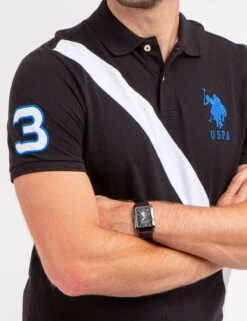 U.S. Polo Assn. COLORBLOCK SASH FRONT PIQUE POLO SHIRT -Glimmera Cloth Shop 11C0453O BLCK 69634