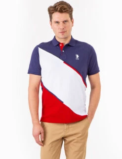 U.S. Polo Assn. DIAGONAL COLORBLOCK POLO SHIRT WITH PIPING