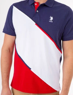 U.S. Polo Assn. DIAGONAL COLORBLOCK POLO SHIRT WITH PIPING -Glimmera Cloth Shop 11C0483O CLNV 74287