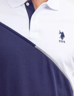 U.S. Polo Assn. DIAGONAL COLORBLOCK POLO SHIRT WITH PIPING -Glimmera Cloth Shop 11C0483O WHIT 69669