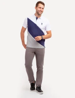 U.S. Polo Assn. DIAGONAL COLORBLOCK POLO SHIRT WITH PIPING -Glimmera Cloth Shop 11C0483O WHIT 69671