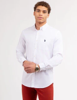 U.S. Polo Assn. SOLID STRETCH POPLIN LONG SLEEVE SHIRT -Glimmera Cloth Shop 11C251 OPWH 70173