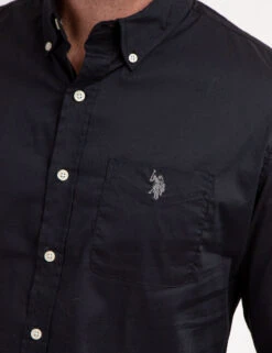 U.S. Polo Assn. SOLID STRETCH POPLIN LONG SLEEVE SHIRT -Glimmera Cloth Shop 11C251VT BLCK 69489