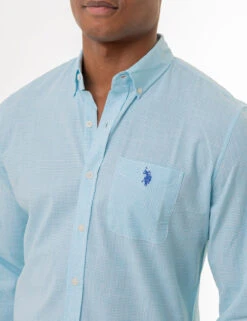 U.S. Polo Assn. GINGHAM SLUB POPLIN LONG SLEEVE SHIRT -Glimmera Cloth Shop 11C318VP HZBL 2431