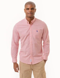 U.S. Polo Assn. GINGHAM SLUB POPLIN LONG SLEEVE SHIRT -Glimmera Cloth Shop 11C318VP PKCR 2381
