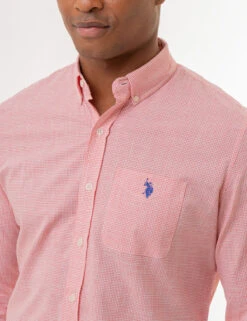 U.S. Polo Assn. GINGHAM SLUB POPLIN LONG SLEEVE SHIRT -Glimmera Cloth Shop 11C318VP PKCR 2387