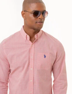 U.S. Polo Assn. GINGHAM SLUB POPLIN LONG SLEEVE SHIRT -Glimmera Cloth Shop 11C318VP PKCR 2399