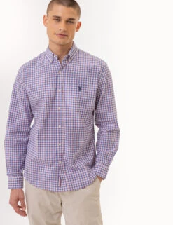U.S. Polo Assn. PLAID LONG SLEEVE WOVEN SHIRT WITH POCKET -Glimmera Cloth Shop 11C322VP BLRF 2811