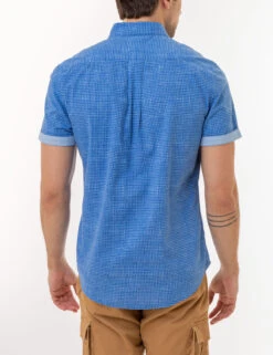 U.S. Polo Assn. GINGHAM SHORT SLEEVE SOLID SLUB POPLIN SHIRT -Glimmera Cloth Shop 11C332V3 BLRF 2921