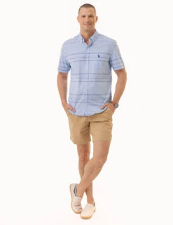 U.S. Polo Assn. HORIZONTAL STRIPE SHORT SLEEVE WOVEN SHIRT -Glimmera Cloth Shop 11C337VP WNBL 2205