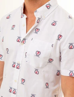U.S. Polo Assn. ALL OVER CREST PRINT OXFORD SHORT SLEEVE SHIRT -Glimmera Cloth Shop 11C354YI OPWH 86019