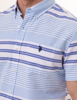 U.S. Polo Assn. HORIZONTAL STRIPE SHORT SLEEVE OXFORD SHIRT -Glimmera Cloth Shop 11C360YA OPWH 0928