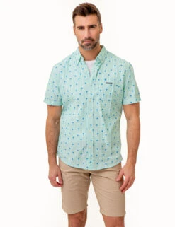 U.S. Polo Assn. DITSY PALM TREE PRINT WOVEN SHIRT WITH POCKET -Glimmera Cloth Shop 11C368VQ PLGN 86020