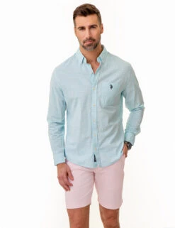 U.S. Polo Assn. LONG SLEEVE HORIZONTAL STRIPE WOVEN SHIRT -Glimmera Cloth Shop 11C374VQ HZBL 85977
