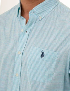 U.S. Polo Assn. LONG SLEEVE HORIZONTAL STRIPE WOVEN SHIRT -Glimmera Cloth Shop 11C374VQ HZBL 85983