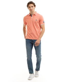 U.S. Polo Assn. USPA TEAM PIPED HEATHER PIQUE POLO SHIRT -Glimmera Cloth Shop 11C4743O BLOH 8004