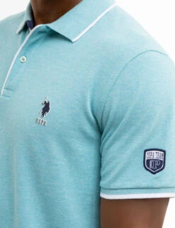 U.S. Polo Assn. USPA TEAM PIPED HEATHER PIQUE POLO SHIRT -Glimmera Cloth Shop 11C4743O HBHB 7978