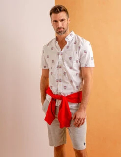 U.S. Polo Assn. ALL OVER CREST PRINT OXFORD SHORT SLEEVE SHIRT