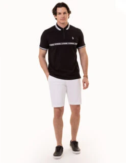 U.S. POLO ASSN. ZIPPER PLACKET PIECED POLO SHIRT -Glimmera Cloth Shop 11C5793O BLCK 1569