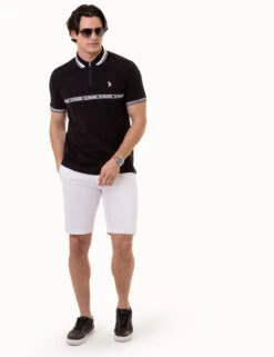 U.S. POLO ASSN. ZIPPER PLACKET PIECED POLO SHIRT -Glimmera Cloth Shop 11C5793O BLCK 1575