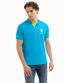 U.S. Polo Assn. SOLID PIQUE DOUBLE LOGO POLO SHIRT -Glimmera Cloth Shop 11C6063O DTWB 7864