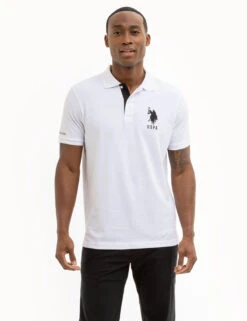 U.S. Polo Assn. SOLID PIQUE DOUBLE LOGO POLO SHIRT -Glimmera Cloth Shop 11C6063O WHIT 7780