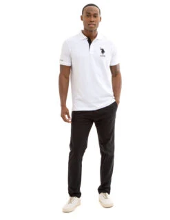 U.S. Polo Assn. SOLID PIQUE DOUBLE LOGO POLO SHIRT -Glimmera Cloth Shop 11C6063O WHIT 7789