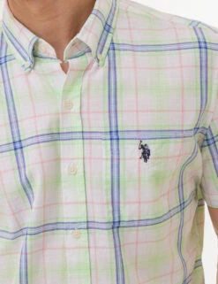 U.S. Polo Assn. PLAID POPLIN WOVEN SHORT SLEEVE SHIRT -Glimmera Cloth Shop 11C650VQ GEEN 2914