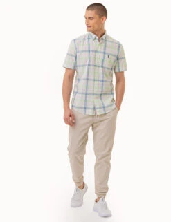 U.S. Polo Assn. PLAID POPLIN WOVEN SHORT SLEEVE SHIRT -Glimmera Cloth Shop 11C650VQ GEEN 2916