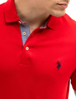 U.S. Polo Assn. SOLID INTERLOCK GINGHAM TRIM POLO SHIRT -Glimmera Cloth Shop 11C87998 ERED 7928