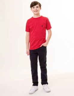 U.S. Polo Assn. BOYS DASH STRIPE CREW NECK T-SHIRT -Glimmera Cloth Shop 12A2330W ERED 0211