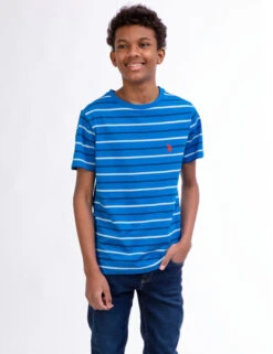 U.S. Polo Assn. BOYS STRIPE CREW NECK T-SHIRT -Glimmera Cloth Shop 12A23449 MBLU 5486