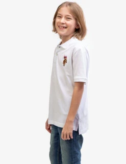 U.S. Polo Assn. BOYS MULTI COLOR LOGO SOLID PIQUE POLO SHIRT -Glimmera Cloth Shop 12A6833R WHIT 4064